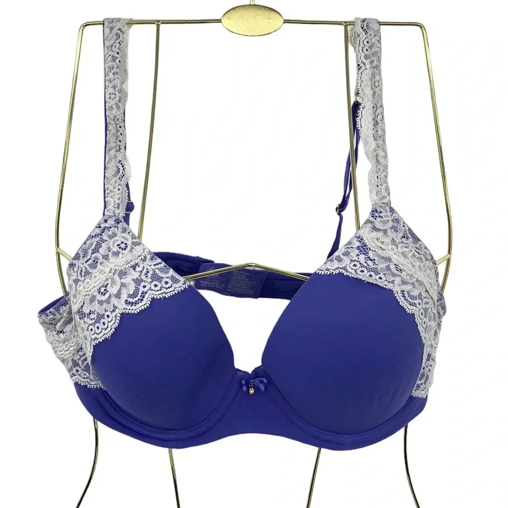 Soma Embraceable Full Coverage Bra Womens Sz 36C Periwinkle Blue Underwire Lined